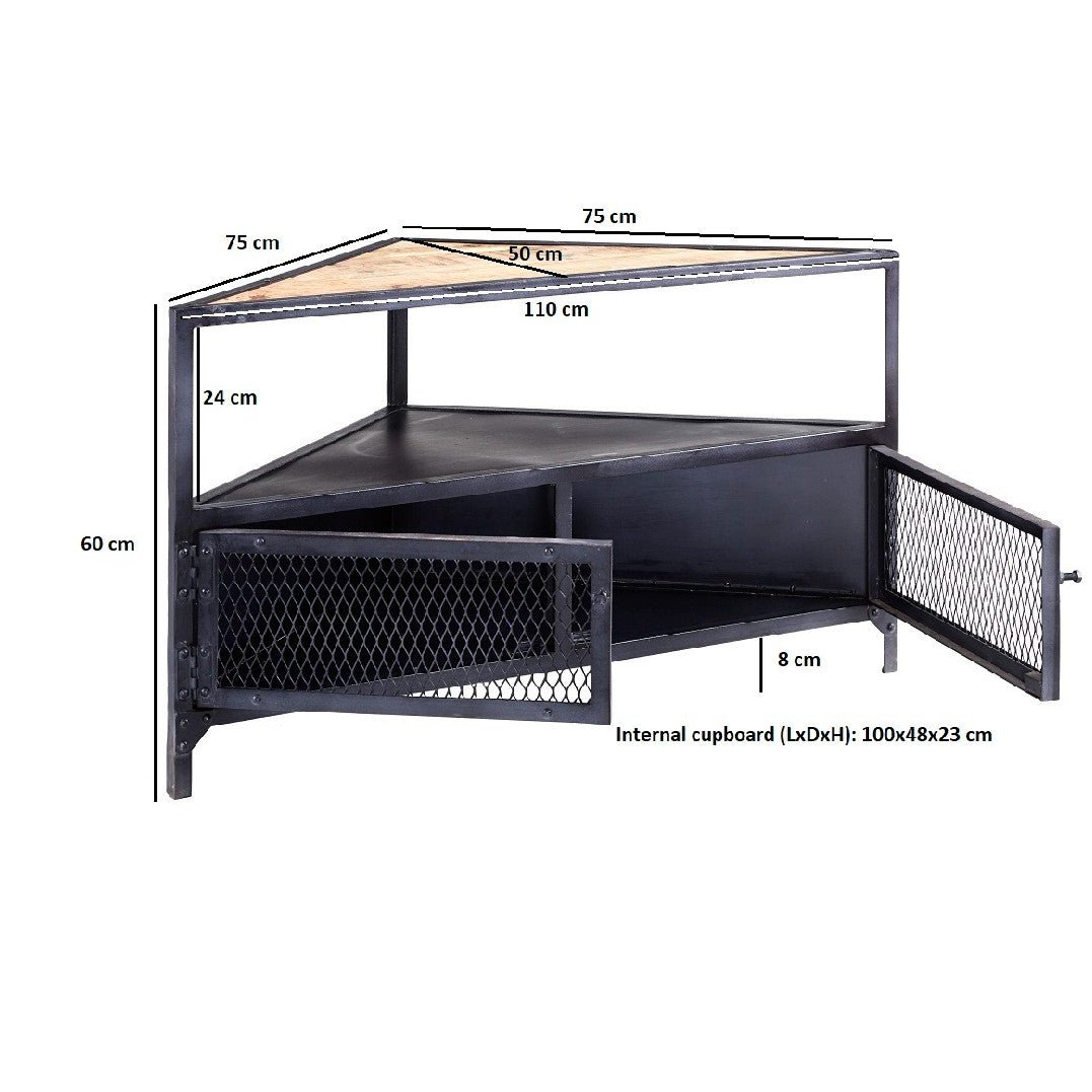 Ascot Industrial Reclaimed Wood and Metal TV Unit - Indian Hub