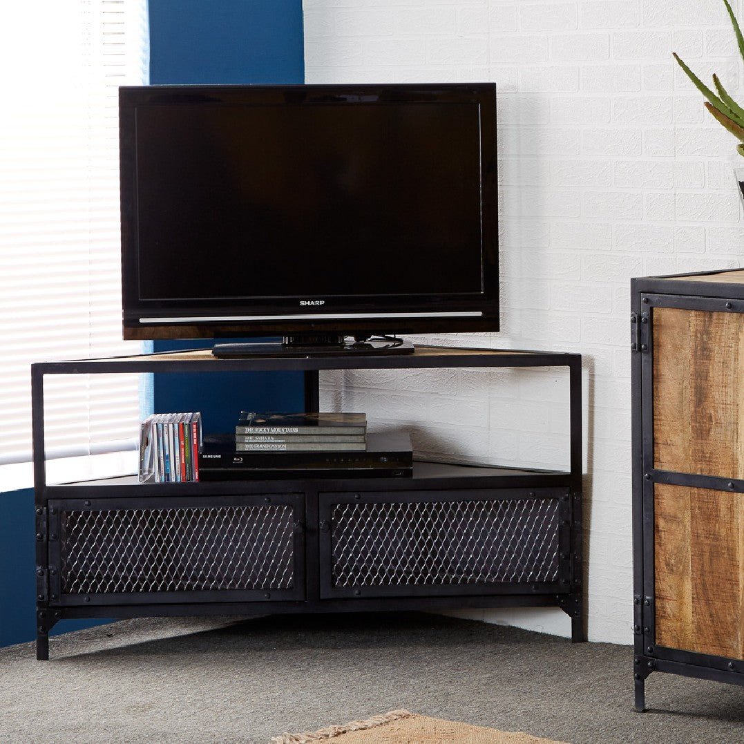 Ascot Industrial Reclaimed Wood and Metal TV Unit - Indian Hub