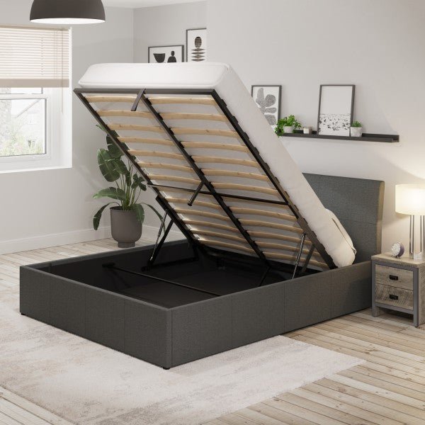 Ascot Ottoman Bed in Grey Fabric - GFW