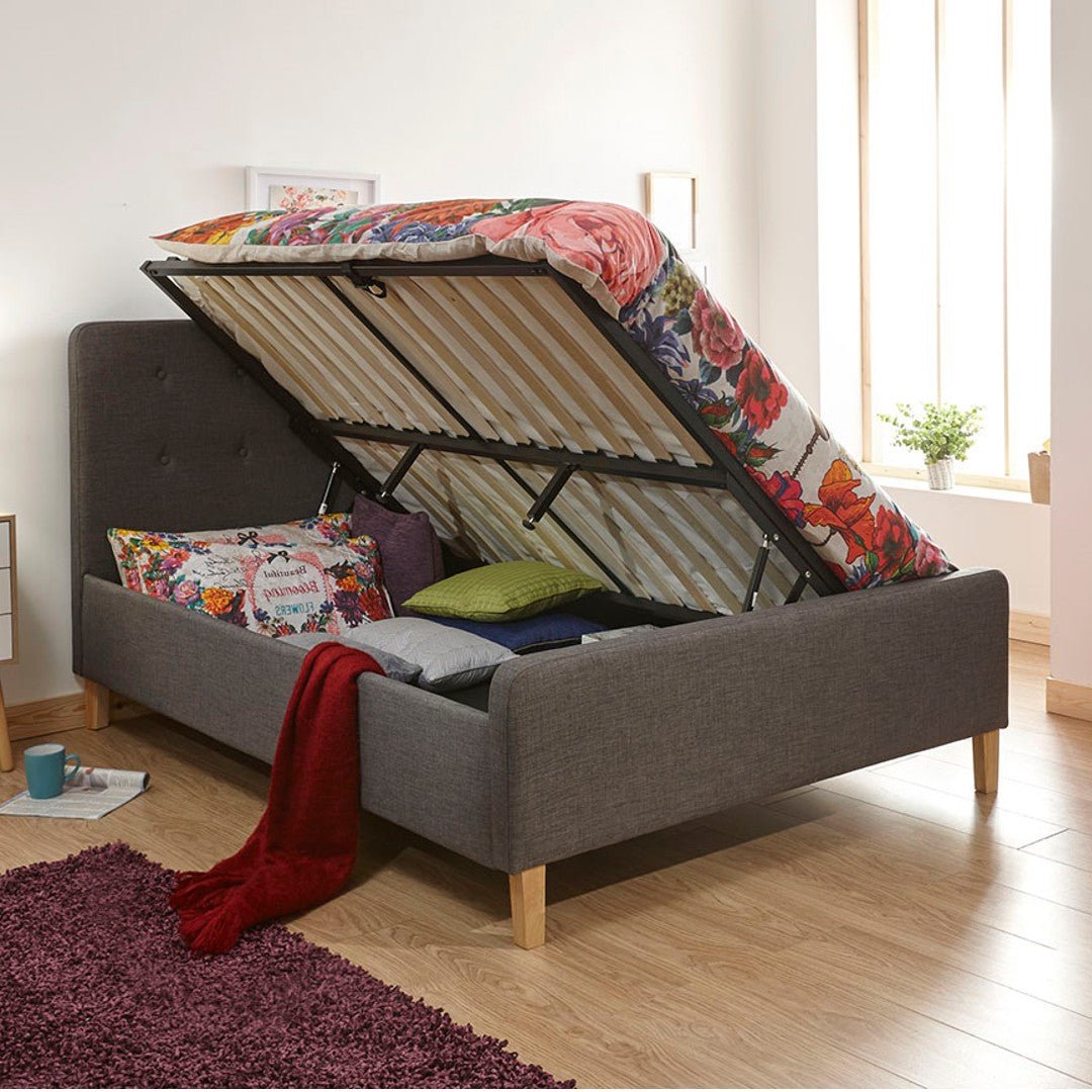 Ashbourne Grey Fabric Ottoman Bed Frame - GFW