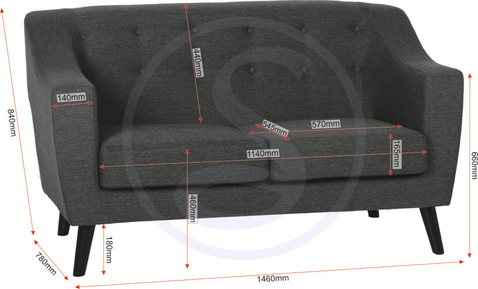 Ashley Fabric 2 Seater Sofa - Seconique