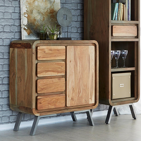 Aspen Reclaimed Solid Wood 1 Door 4 Drawer Sideboard - Indian Hub