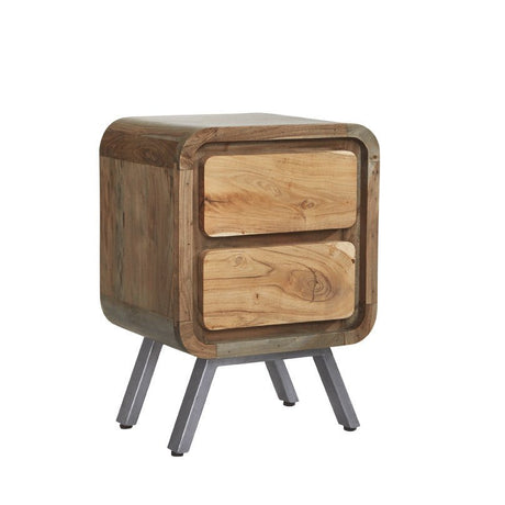 Aspen Reclaimed Solid Wood 2 Drawer Bedside Table - Indian Hub