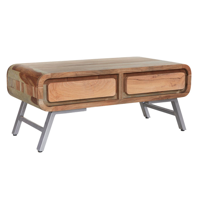 Aspen Reclaimed Solid Wood 2 Drawer Coffee Table - Indian Hub