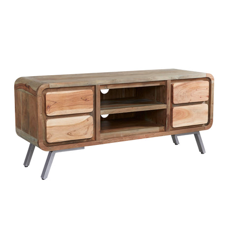 Aspen Reclaimed Solid Wood 4 Drawer TV Unit - Indian Hub