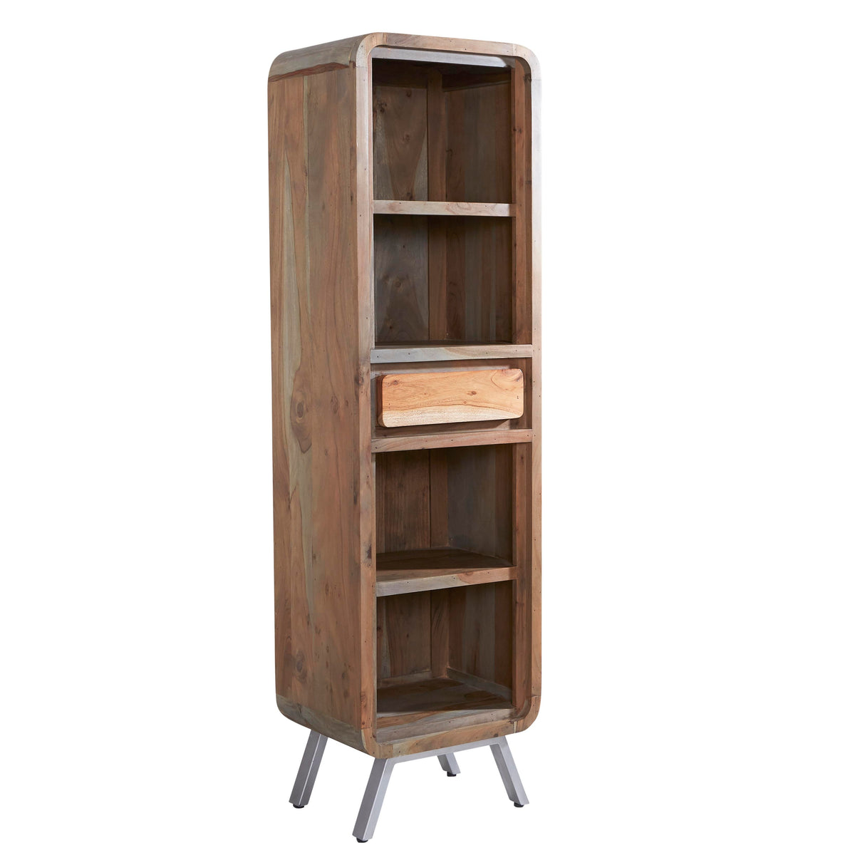 Aspen Reclaimed Solid Wood Tall Narrow Bookcase - Indian Hub
