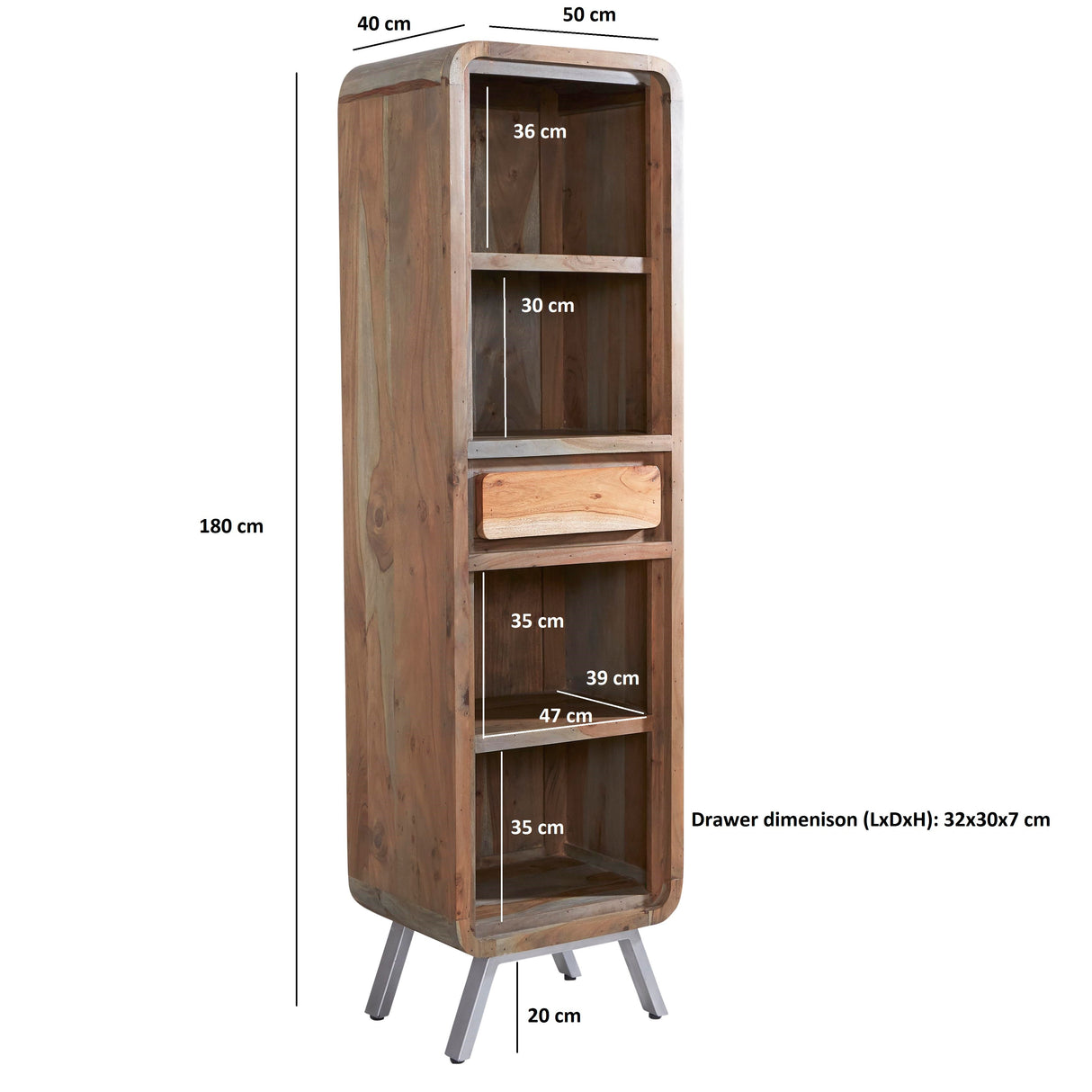 Aspen Reclaimed Solid Wood Tall Narrow Bookcase - Indian Hub