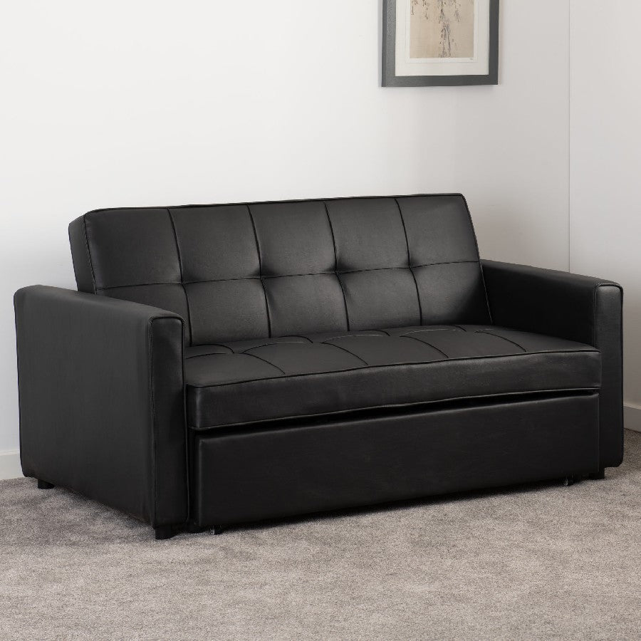 Astoria 2 Seater Faux Leather Pull Out Sofa Bed - Seconique
