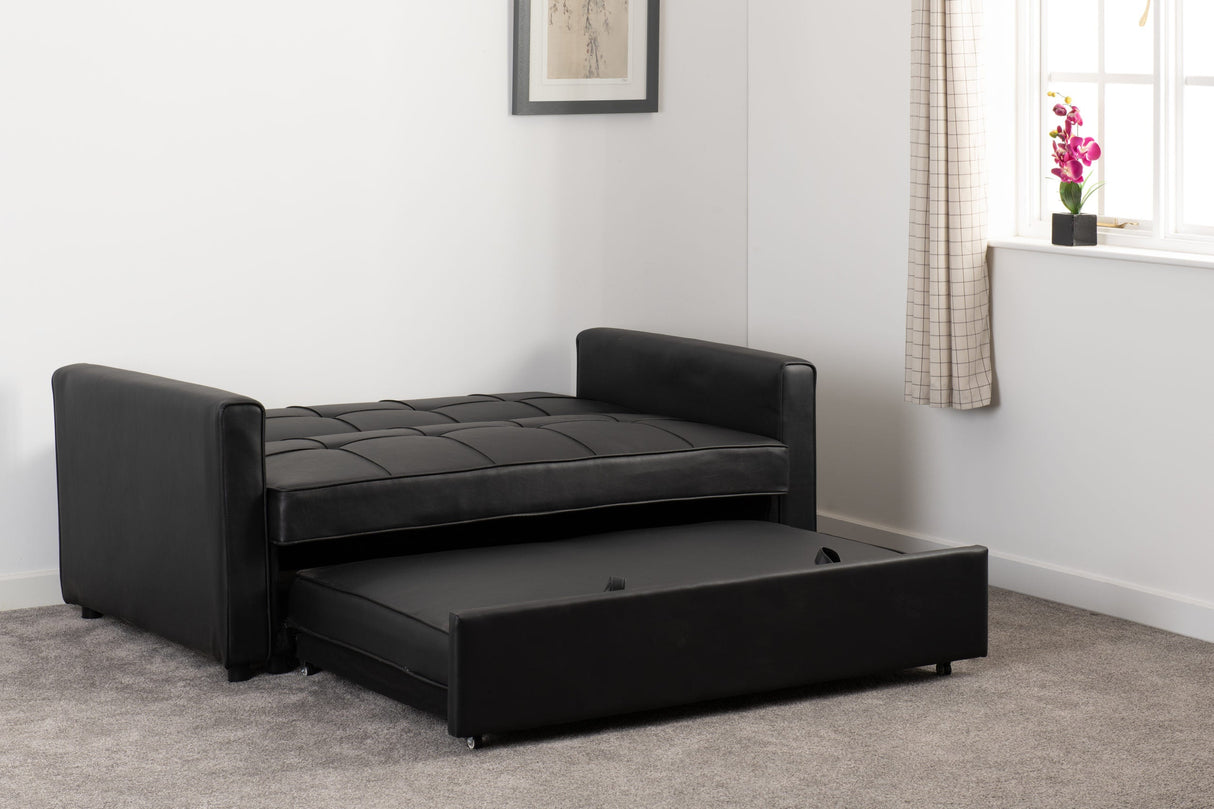 Astoria 2 Seater Faux Leather Pull Out Sofa Bed - Seconique