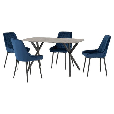 Athens Dining Set with 4 Avery Velvet Chairs - Seconique