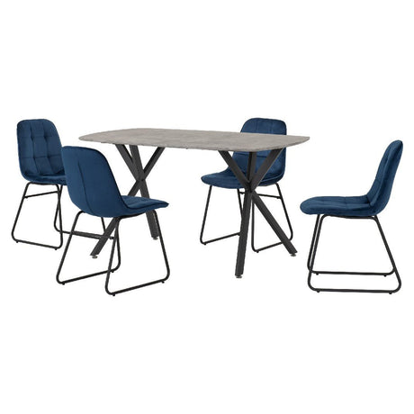 Athens Dining Set with 4 Lukas Velvet Chairs - Seconique