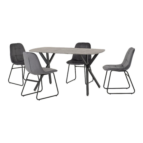 Athens Dining Set with 4 Lukas Velvet Chairs - Seconique