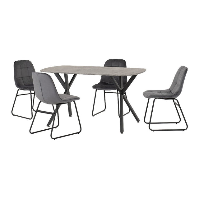 Athens Dining Set with 4 Lukas Velvet Chairs - Seconique