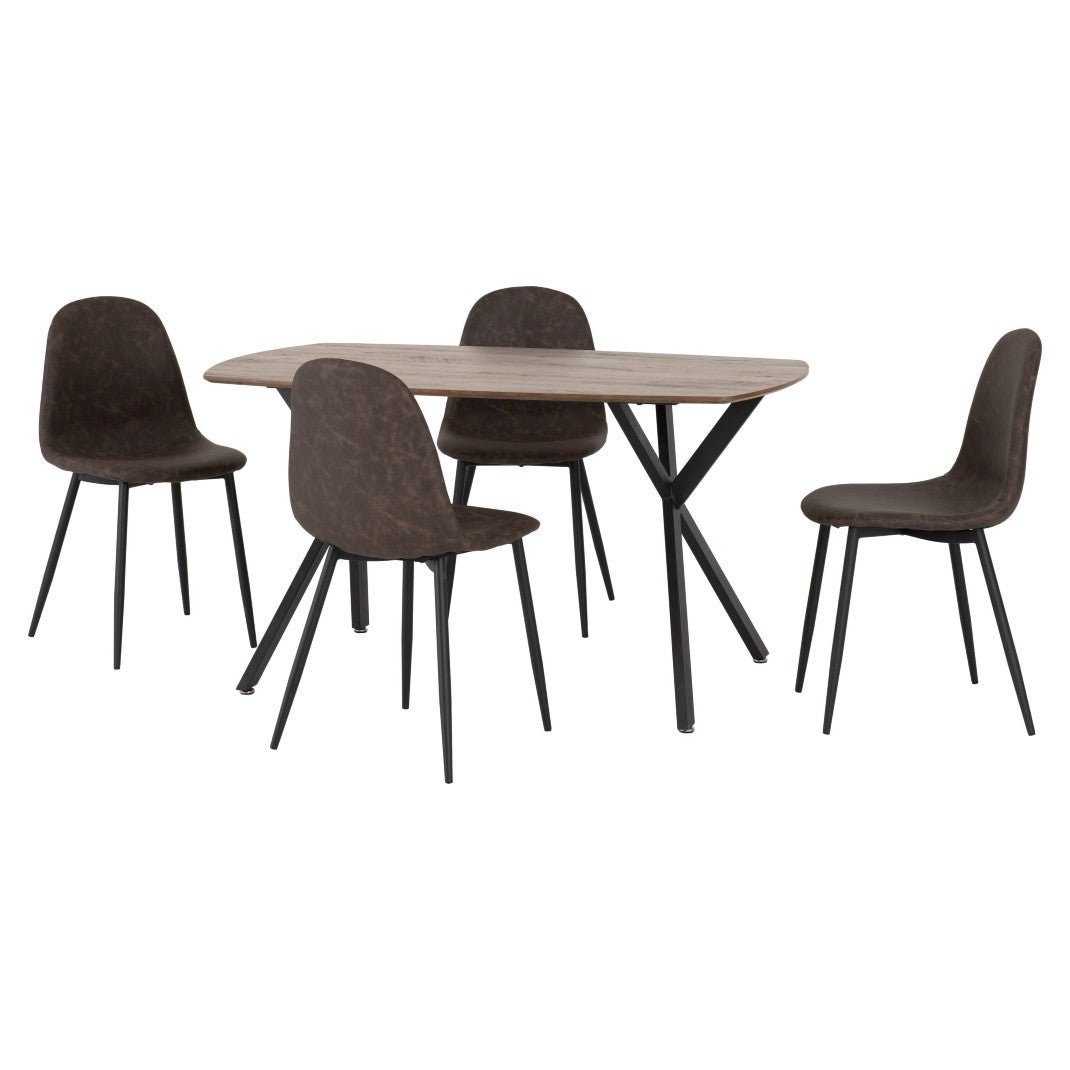 Athens Faux Leather Round Dining Set - Seconique