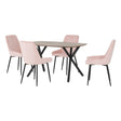 Athens Oak Effect Dining Set with 4 Avery Velvet Chairs - Seconique