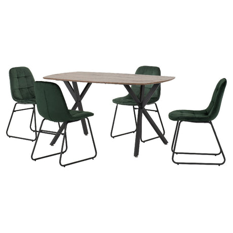Athens Oak Effect Dining Set with 4 Lukas Velvet Chairs - Seconique