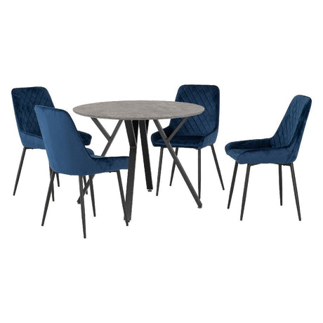 Athens Round Dining Set with 4 Avery Chairs - Seconique