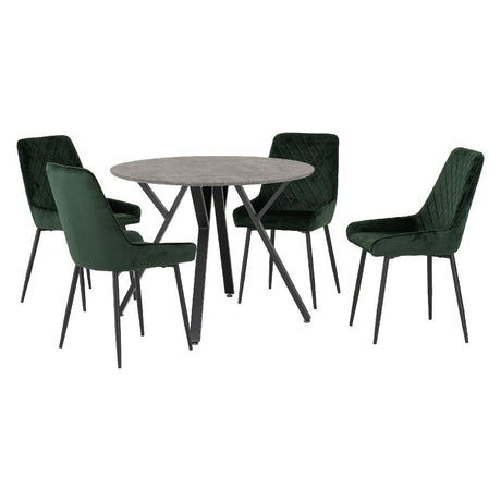 Athens Round Dining Set with 4 Avery Chairs - Seconique