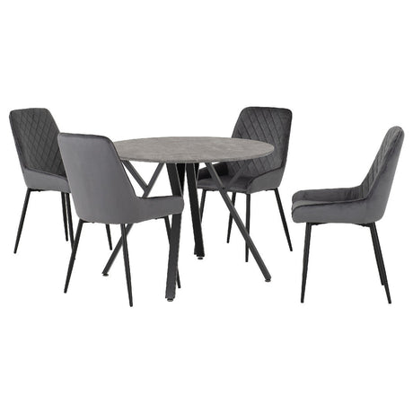Athens Round Dining Set with 4 Avery Chairs - Seconique