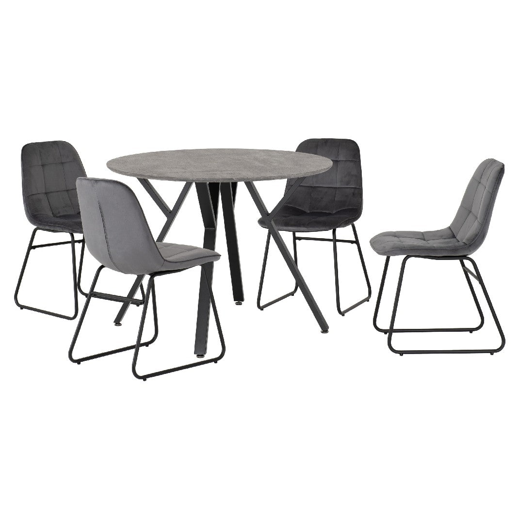 Athens Round Dining Set with 4 Lukas Chairs - Seconique