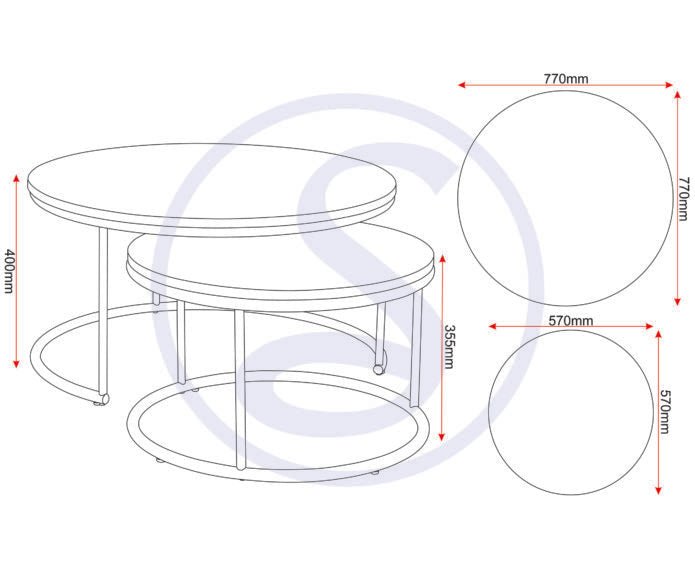 Athens Round Nesting Coffee Table Set - Seconique