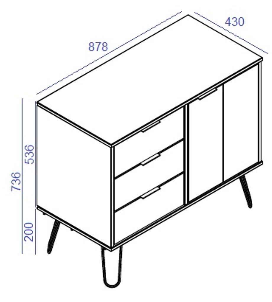 Augusta 1 Door 3 Drawer Sideboard - Core Products