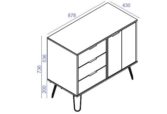 Augusta 1 Door 3 Drawer Sideboard - Core Products