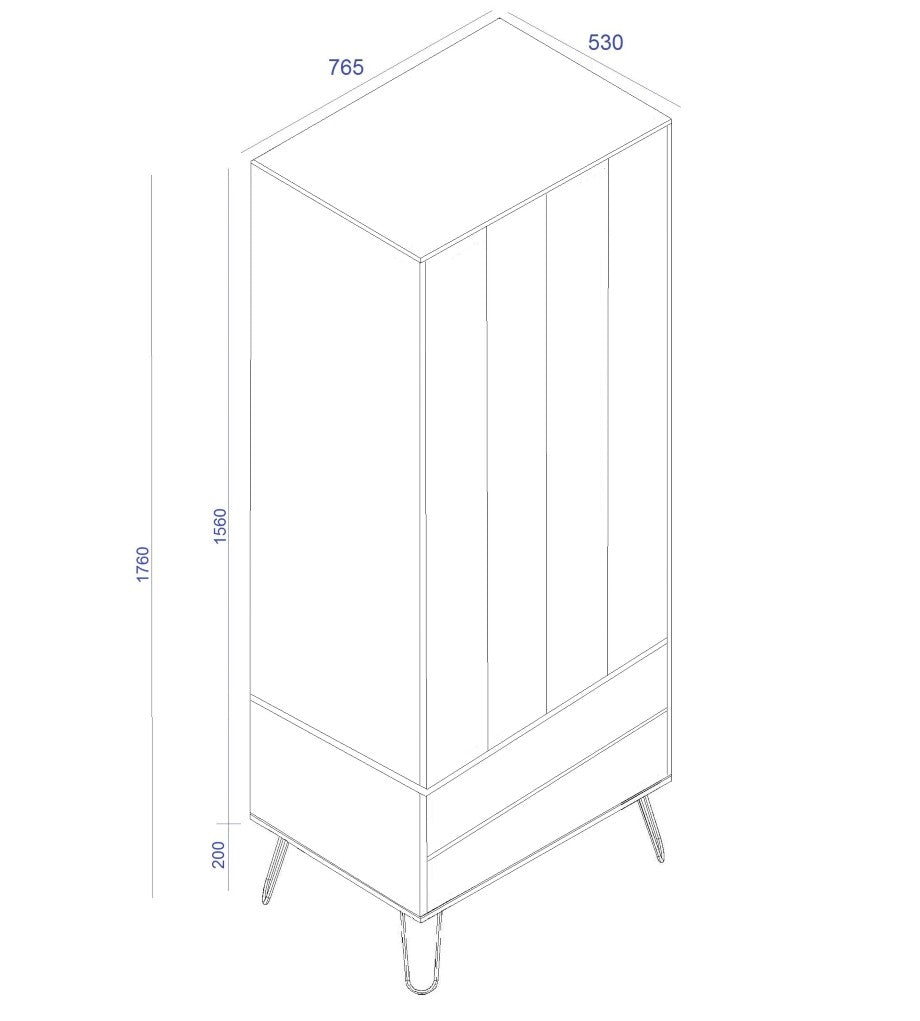 Augusta 2 Door 2 Drawer Wardrobe - Core Products
