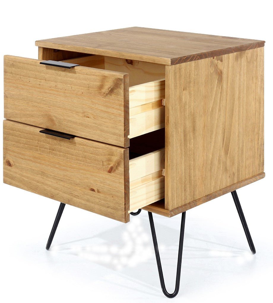 Augusta Pine 2 Drawer Bedside Chest - Core Products