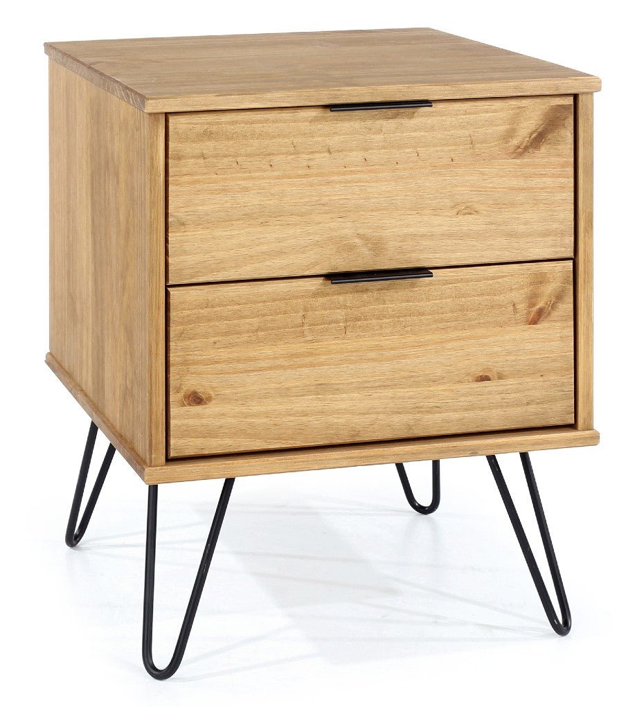 Augusta Pine 2 Drawer Bedside Chest - Core Products