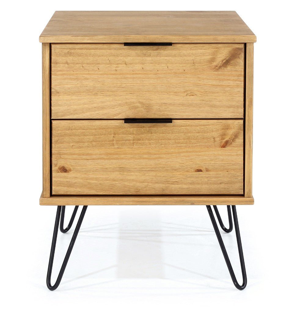 Augusta Pine 2 Drawer Bedside Chest - Core Products