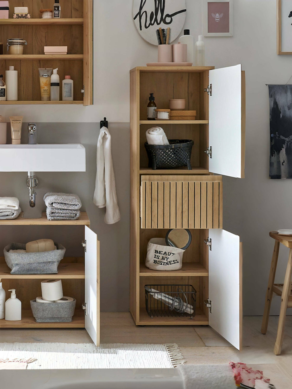 Austin 2 Door 2 Drawer Narrow Bathroom Cabinet - Julian Bowen