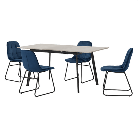 Avery Extending Dining Set with 4 Lukas Velvet Chairs - Seconique