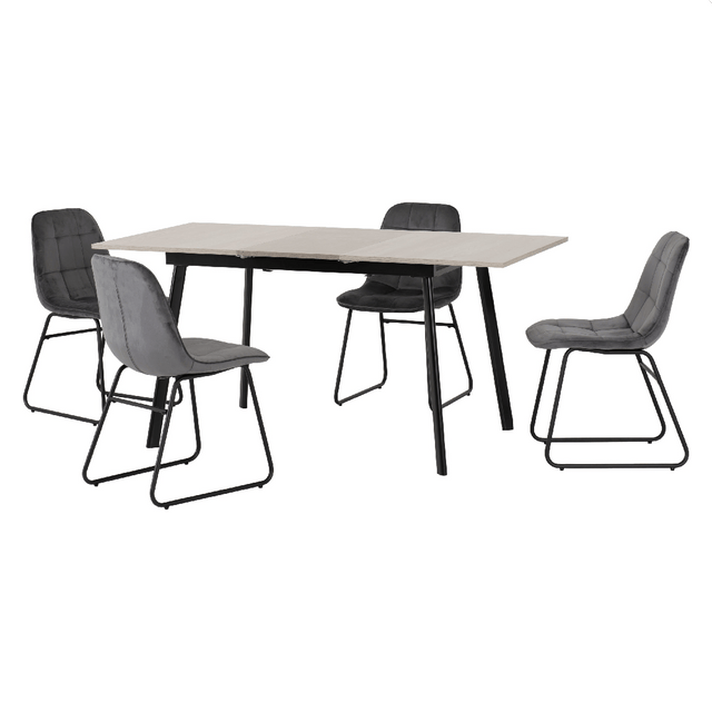 Avery Extending Dining Set with 4 Lukas Velvet Chairs - Seconique