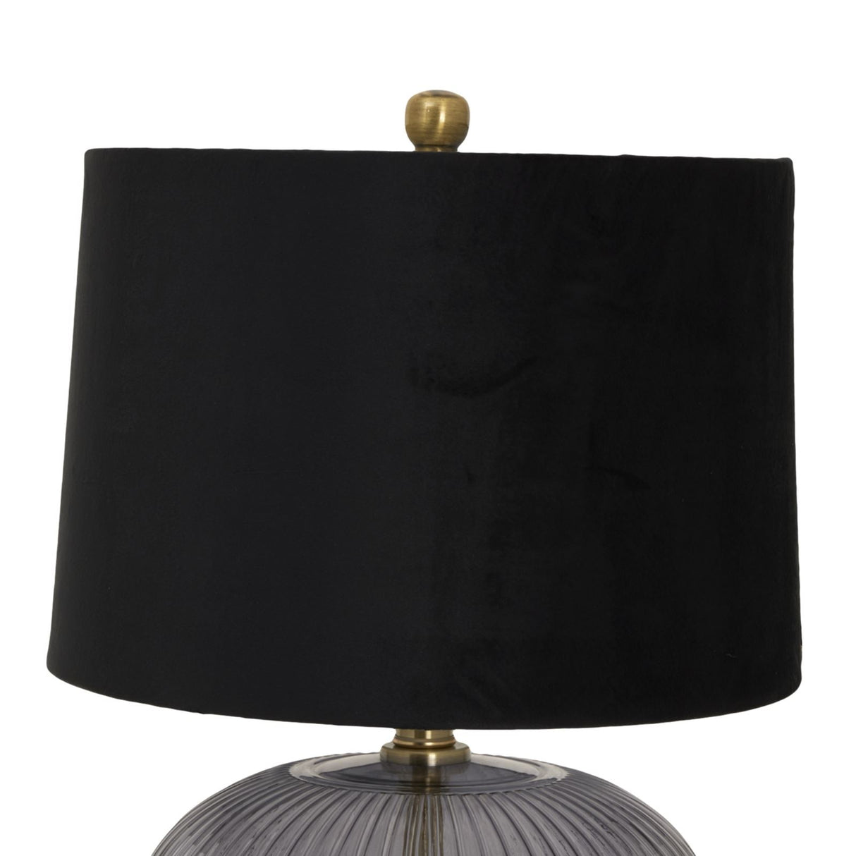 Luxton Glass Ribbed Table Lamp with Velvet Shade