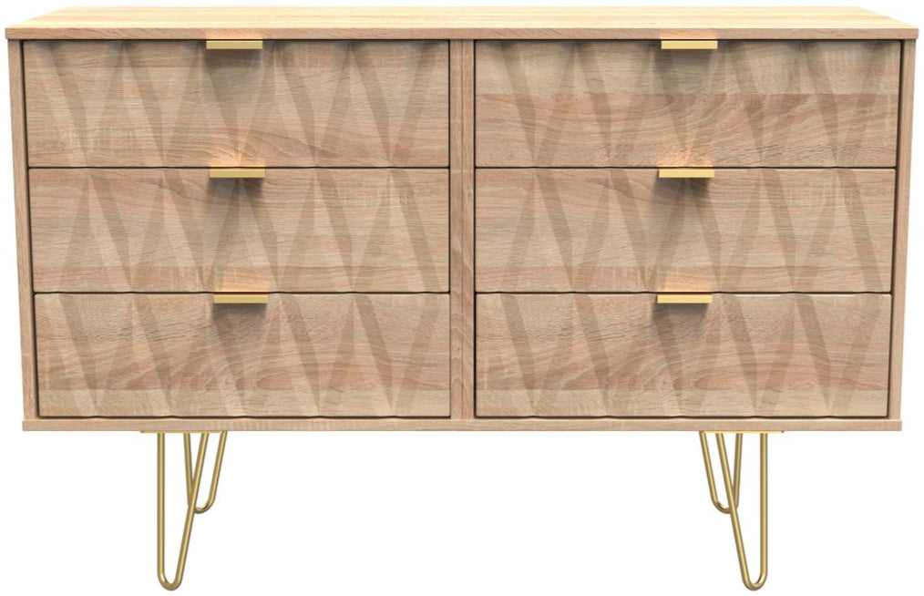 Diamond 6 Drawer Midi Chest with Gold Hairpin Legs