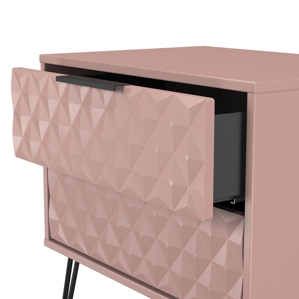 Harlequin 2 Drawer Midi Chest with Black Hairpin Legs