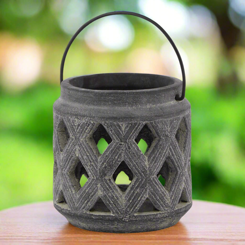 Amalfi Lattice Ceramic Lantern