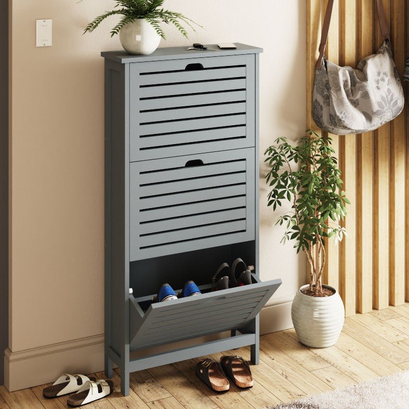 Bergen Modern Three Tier Flip Down Shoe Cabinet - GFW