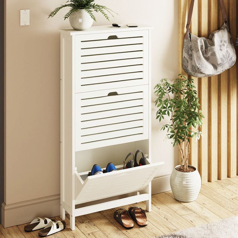 Bergen Modern Three Tier Flip Down Shoe Cabinet - GFW