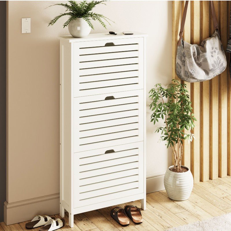 Bergen Modern Three Tier Flip Down Shoe Cabinet - GFW