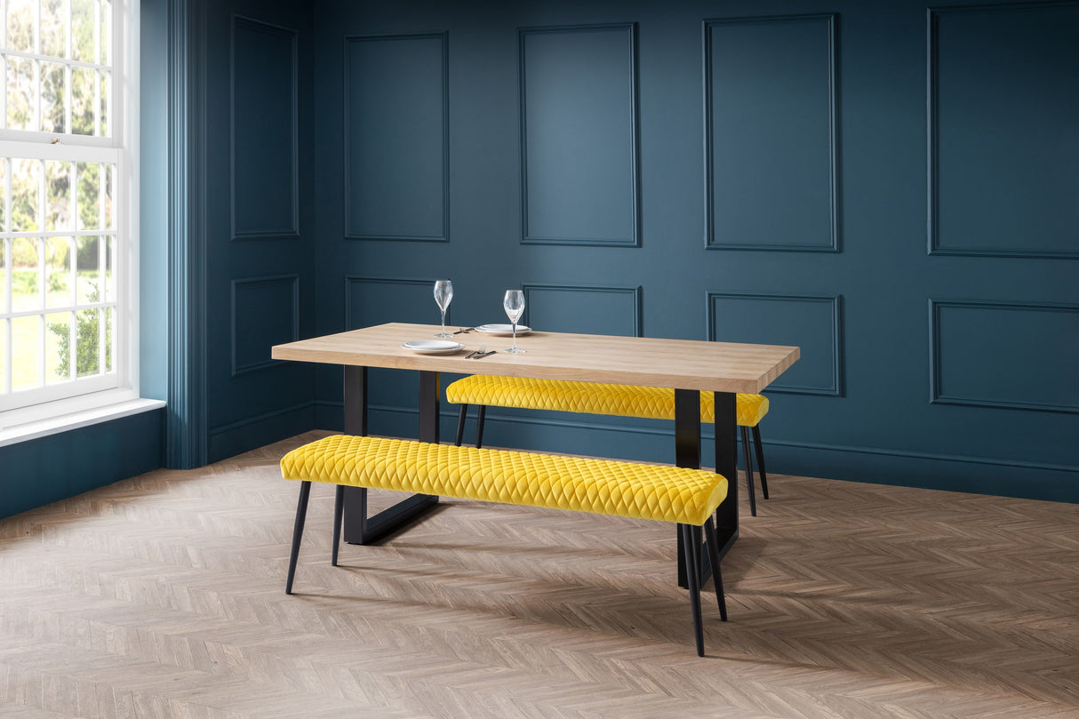 Berwick Dining Table & 2 Luxe Low Benches - Julian Bowen