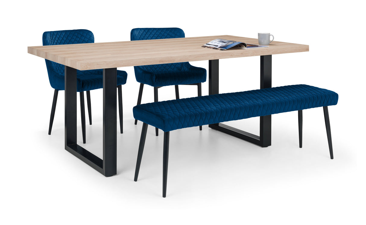 Berwick Dining Table Luxe Low Bench & 2 Luxe Chairs - Julian Bowen