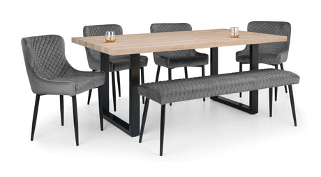 Berwick Dining Table Luxe Low Bench & 4 Luxe Chairs - Julian Bowen