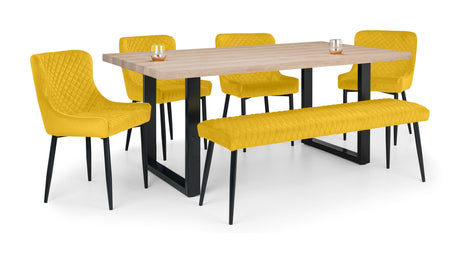 Berwick Dining Table Luxe Low Bench & 4 Luxe Chairs - Julian Bowen