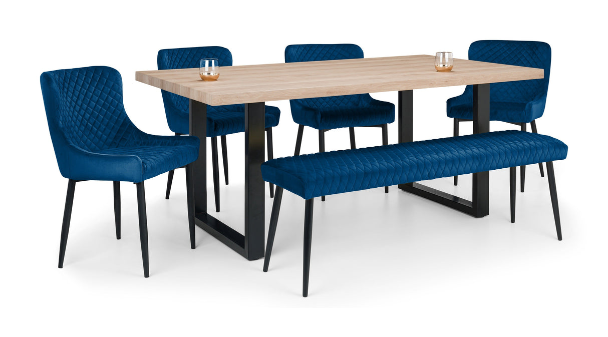 Berwick Dining Table Luxe Low Bench & 4 Luxe Chairs - Julian Bowen