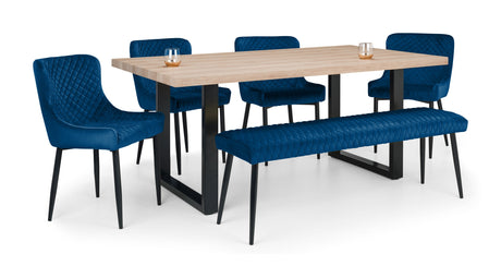 Berwick Dining Table Luxe Low Bench & 4 Luxe Chairs - Julian Bowen