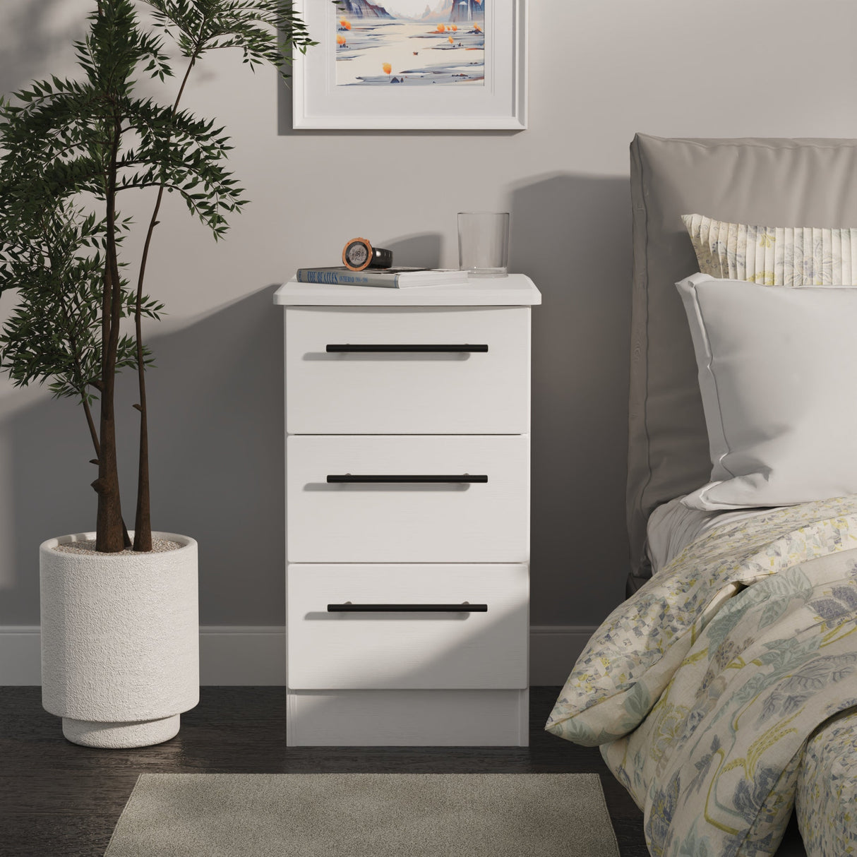 Beverley 3 Drawer Bedside Cabinet - Welcome Furniture