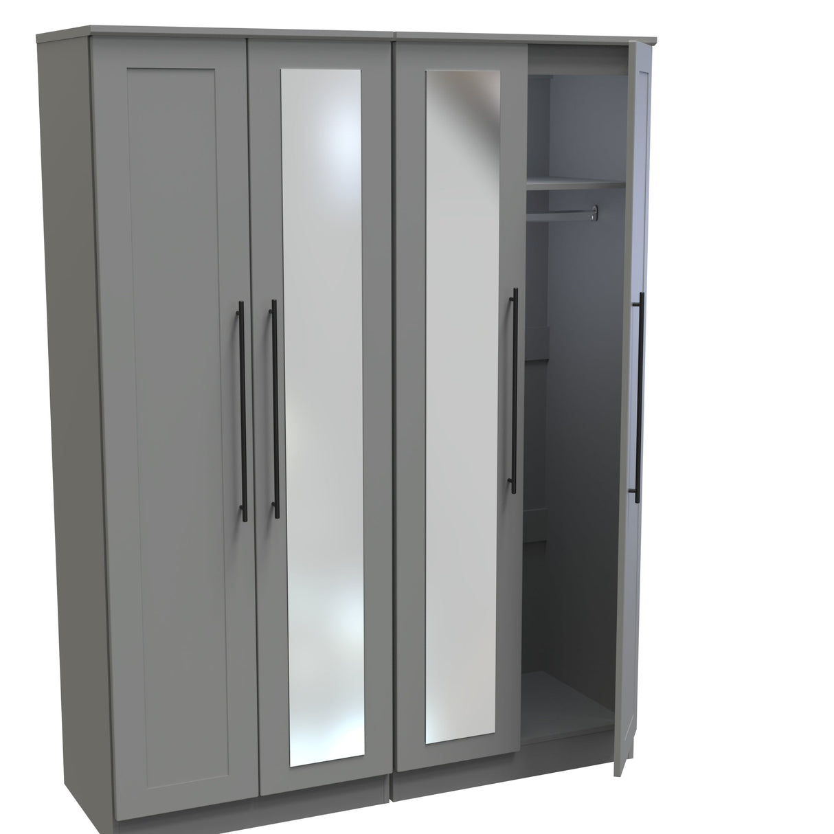Beverley 4 Door Mirrored Wardrobe - Welcome Furniture