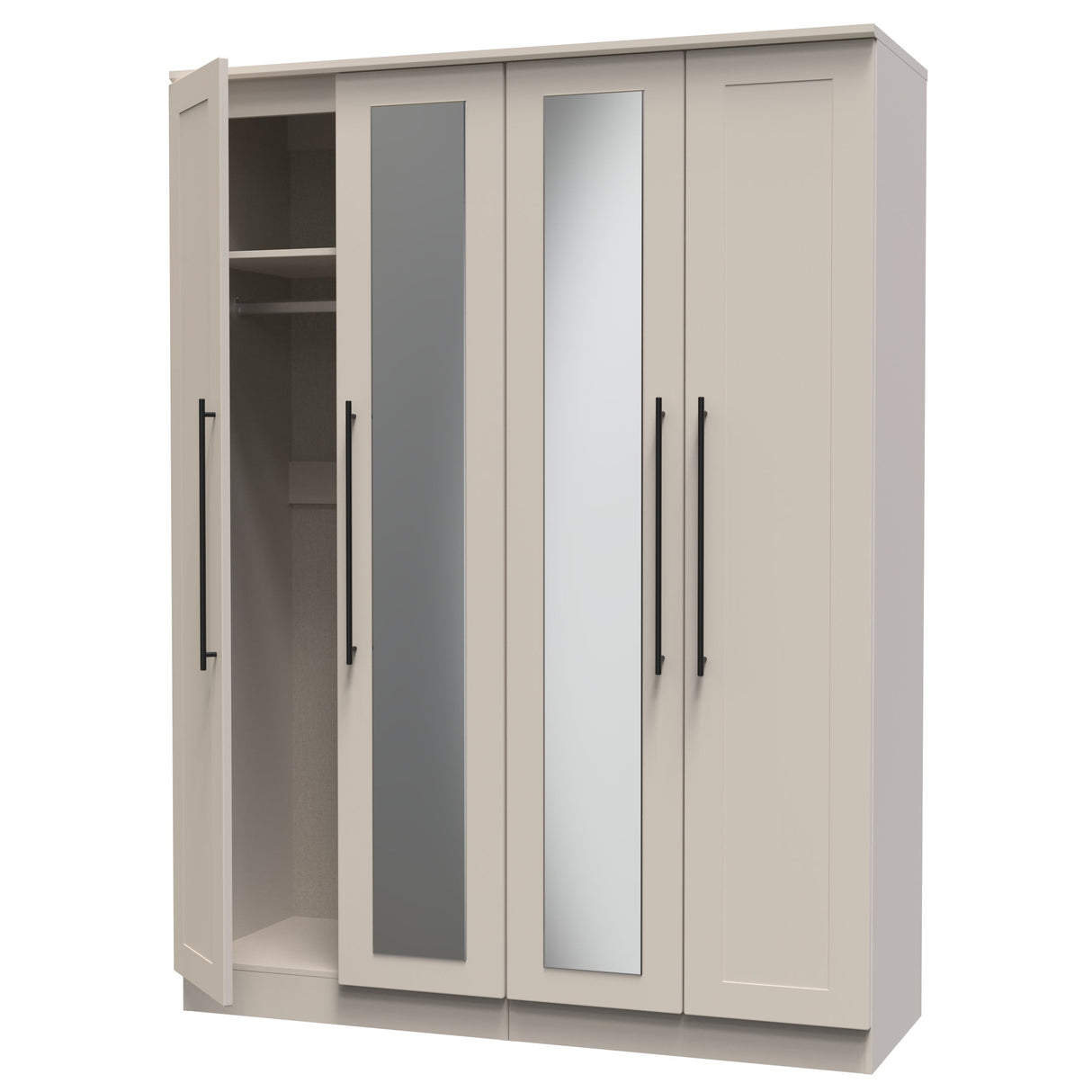 Beverley 4 Door Mirrored Wardrobe - Welcome Furniture